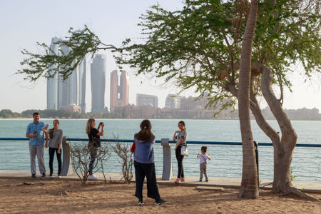 ABU DHABI, UAE, JANUARY 10, 2019: Tourists are photographedのeditorial素材