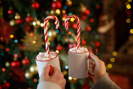 Boy and girl meet new year holiday togetherの写真素材