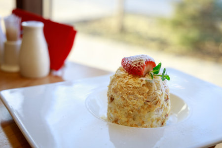 Delicious italian puff pastry cake with creamの写真素材