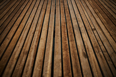 Perspective view of the wooden floor of a sea pier as backdrop