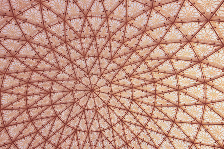 Dome roof formed of metal frames and glass, toned image, as backdrop, copy space.