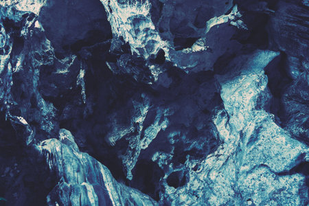 Stone cave in the moonlight as a background or backdropの写真素材