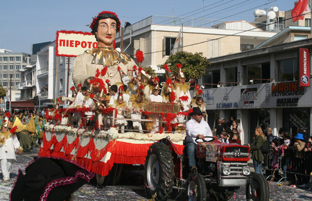 Limassol, Cyprus, February 26th, 2017: Annual Limassol Carnival Festival (Karnavali Lemesou), Grand Carnival Parade on Archbishop Makarios III Avenueのeditorial素材