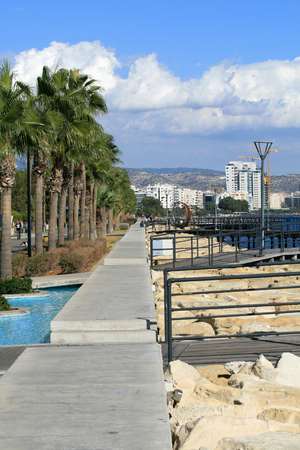 Limassol, Cyprus, November 16th, 2018: The view of the Molos promenadeのeditorial素材