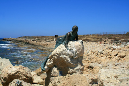 Paphos, Cyprus, June 1st, 2017: Sol Alter 2016 sculpture by Yiota Ioannidou on a seafrontのeditorial素材