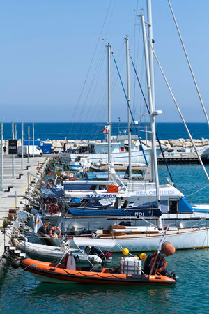 Limassol, Cyprus, June 25th, 2020: Yachts and boats moored in Limassol Old Port