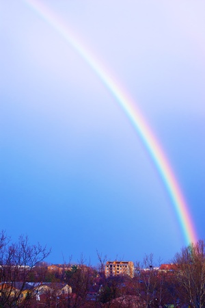 Beautiful rainbow over the city,photographyの写真素材