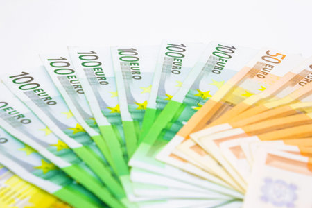 Money lined like a fan, photography