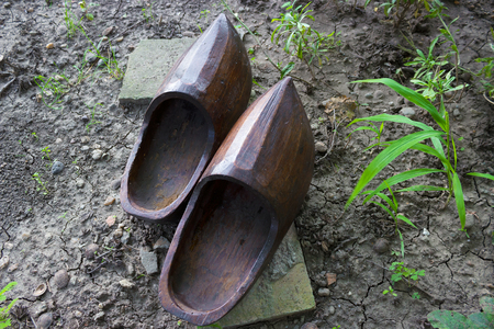 Handmade wooden clogs, photographyの写真素材