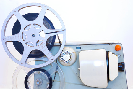 8mm Film Projector ; Old 8 mm home movie projector,isolated on white background,photographyの写真素材