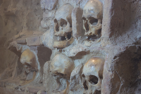 Unique tower of human skulls ; Nisch,Serbia,07.09.2015.Monument from the First Serbian Uprising 1809. which was in retaliation by the Turkish authorities in Serbia built from the skulls of dead Serbian warriorsのeditorial素材