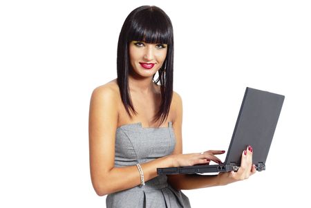 elegant woman with notebookの写真素材