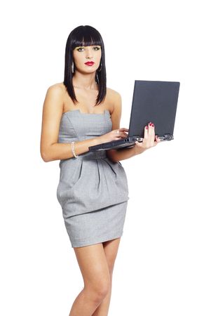 elegant woman with notebookの写真素材