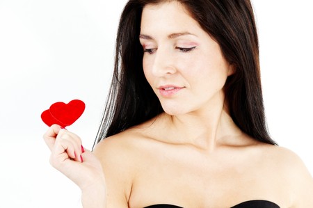 woman with two heartsの写真素材