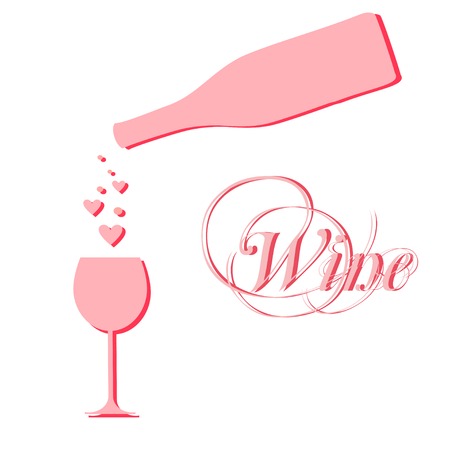 vector wine bottle with wine glass and sparklesのイラスト素材