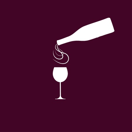 vector wine bottle with wineglass and heart sparklesのイラスト素材