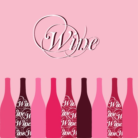 vector colorful restaurant menu wine bottle silhouette のイラスト素材