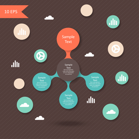 vector colorful metaball round diagram infographics for presentations  can be used for business, marketing templates and graphicsのイラスト素材