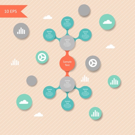 vector colorful metaball round diagram infographics for presentations  can be used for business, marketing templates and graphicsのイラスト素材
