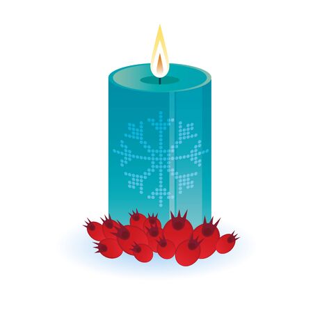 vector lighting round thick candle with snowflake patternのイラスト素材