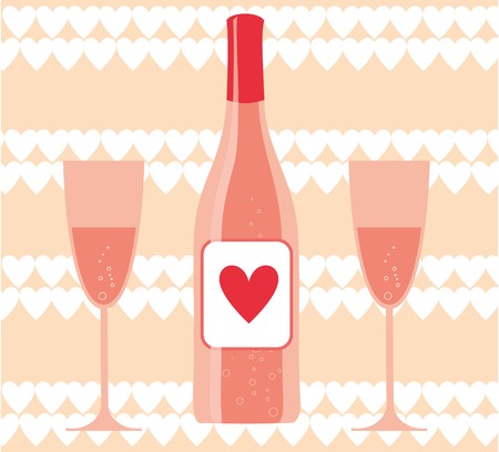 wine bottle with wine glassのイラスト素材