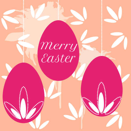 vector Easter eggs on background with treeのイラスト素材