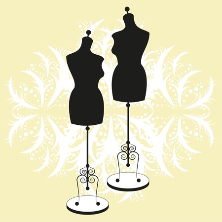vector vintage tailor's mannequin for female bodyのイラスト素材