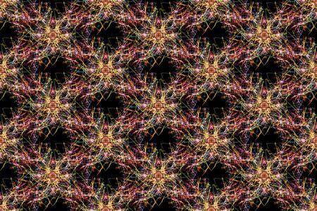 Swirls of fractal lines on black backround.の写真素材