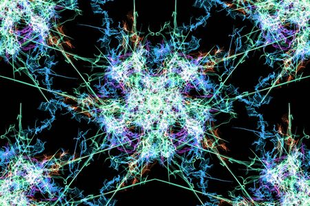 Beautiful fractal flower. Computer generated graphics. Silk symmetry seamless pattern series.