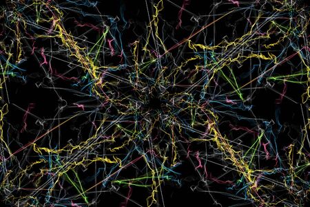 Abstract neon flower. Seamless pattern background. Silk symmetry seamless pattern series.の写真素材