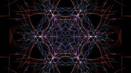 Symmetrical and colorful design made by digital graphic. Silk symmetry series.
