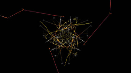 Abstract background - Neon light star. Silk symmetry series.