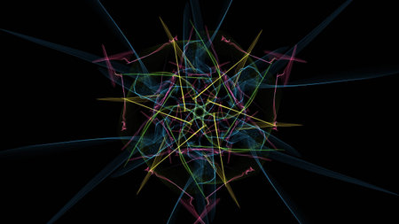 Abstract background - Neon light star. Silk symmetry series.