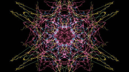 Glowing abstract dark background. Silk symmetry series.