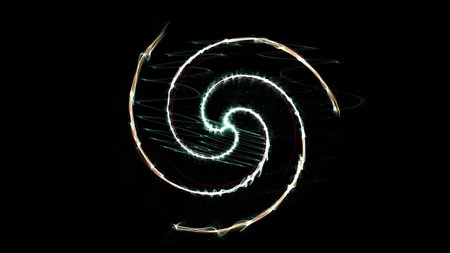 Abstract ring background with luminous swirling backdrop. Glowing spiral. Shine round lines with light circles light effect. Flame spiral series.の写真素材