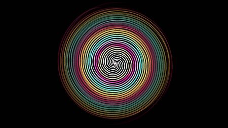 Colorful fusion spectrum circle on black background. Flame spiral series.の写真素材