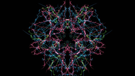 Glowing abstract dark background. Silk symmetry series.