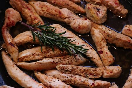 Freshly meat fry prepared and well spicedの写真素材