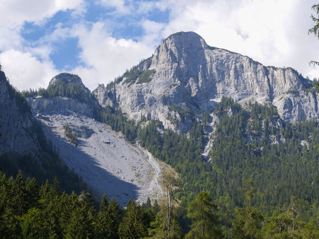 a big rock wall in the swiss mountainsの写真素材