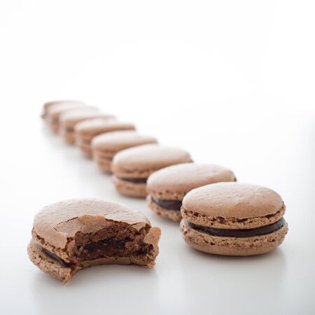 Chocolate Macaron with Ganache fillingの写真素材