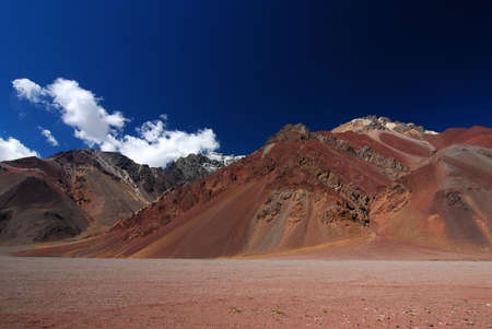 landscape with mountains and volcanic groundの写真素材