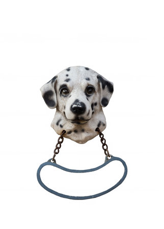 ceramic dalmatian dog with empy space for writing on wthite backgroundの写真素材