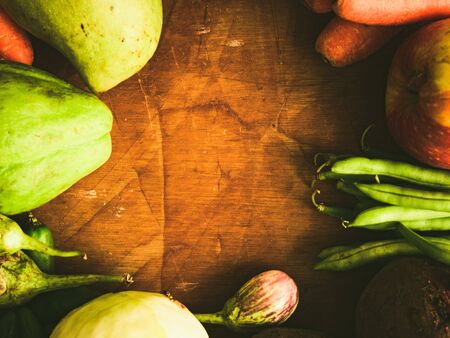 Freshly picked fruits and vegetables from a nearby farmer's market.の写真素材