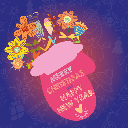 Christmas Greeting Card.Christmas and new year illustrations in cartoon styleのイラスト素材