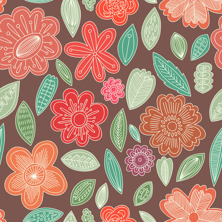 Vector seamless pattern of cute flowers.のイラスト素材