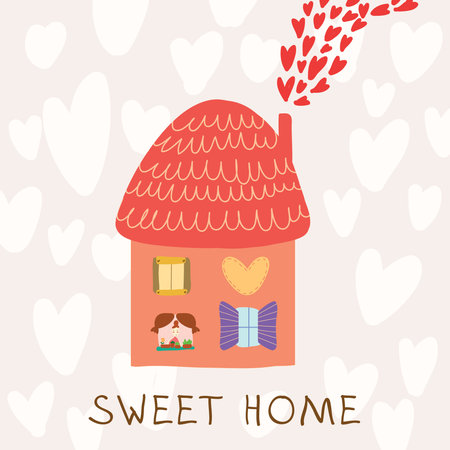 Cute greeting card. Sweet home.のイラスト素材