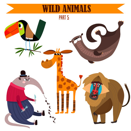 Vector set-Wild animals in cartoon style.ctorのイラスト素材