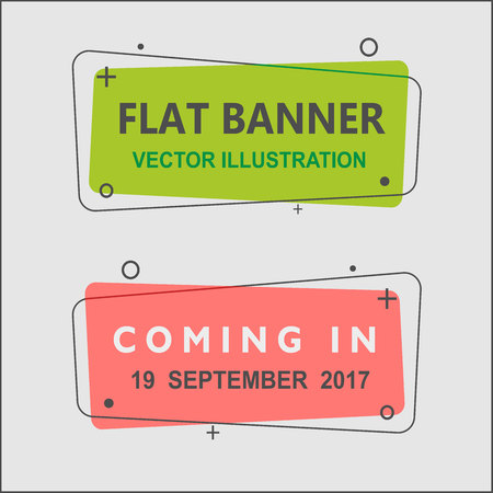 Set of flat geometric vector banners. Vintage colors and shapes. Green and Red banner designのイラスト素材