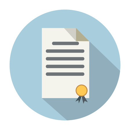 Flat Design. Graduation certificate diploma, icon white isolated on white background. Vector illustrationのイラスト素材