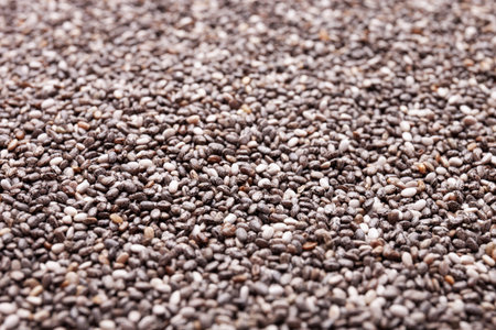 Chia seeds as background, macro view. Healthy superfood conceptの写真素材